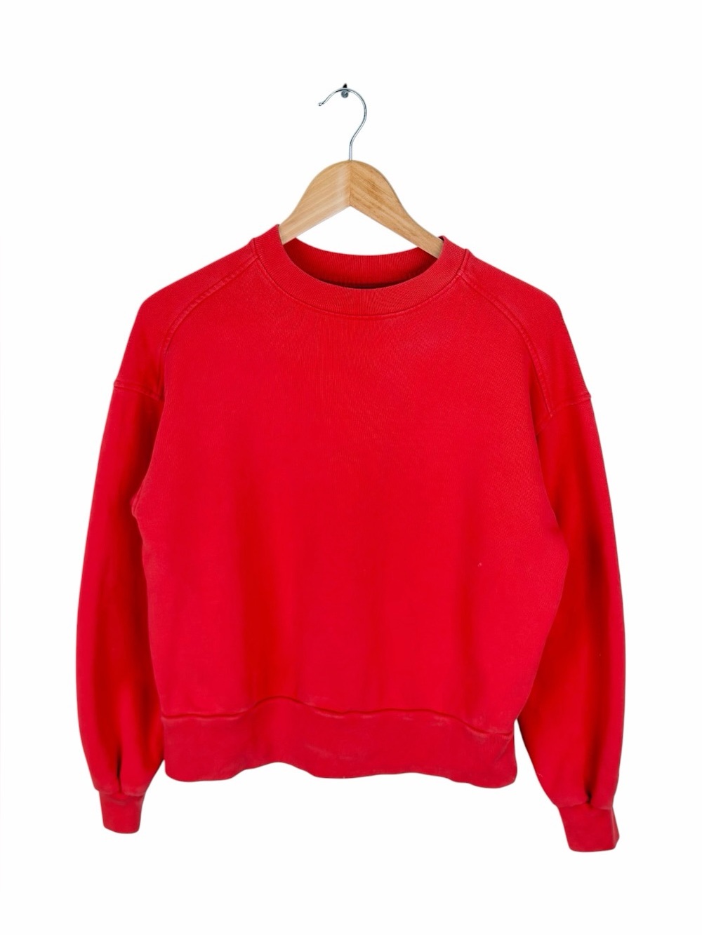 Everlane Women’s XS Cropped Crewneck Sweatshirt Red Organic Cotton Pullover